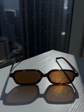 Tortoiseshell Rectangular Women’s Sunglasses - Brown Lenses